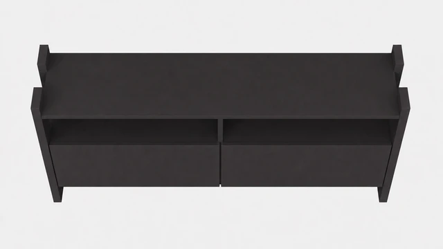 Alt view image 5 of 5 - TV Stand for Tvs 55 Inch, Entertainment Center with Open Storage Shelves and Two Drawers, Carbon Gray, Melamine, TV