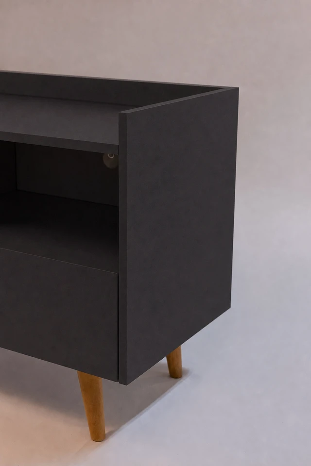 Alt view image 5 of 7 - TV Stand for Tvs 45 Inches, Entertainment Center with Open Storage Shelf Cable Management One Door and One Drawer Gra