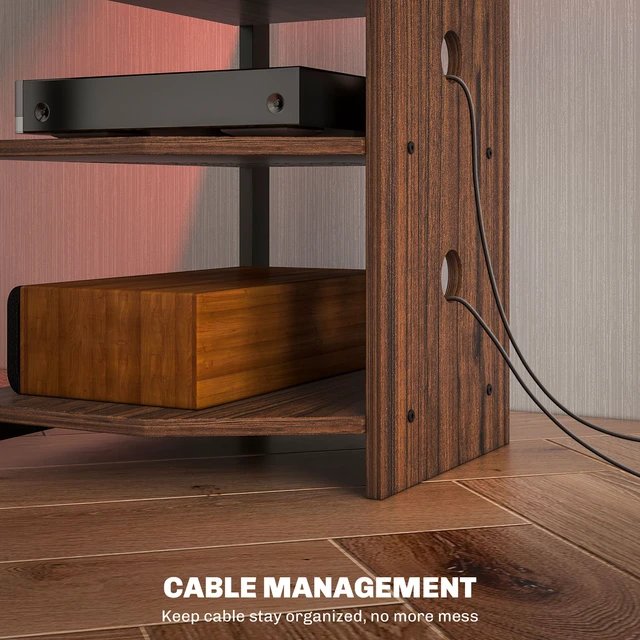 Alt view image 3 of 7 - Media Stand with LED 4 Tier Audio Rack Media Corner Shelf with Cable Management for Dvd Players Game Console TV Box
