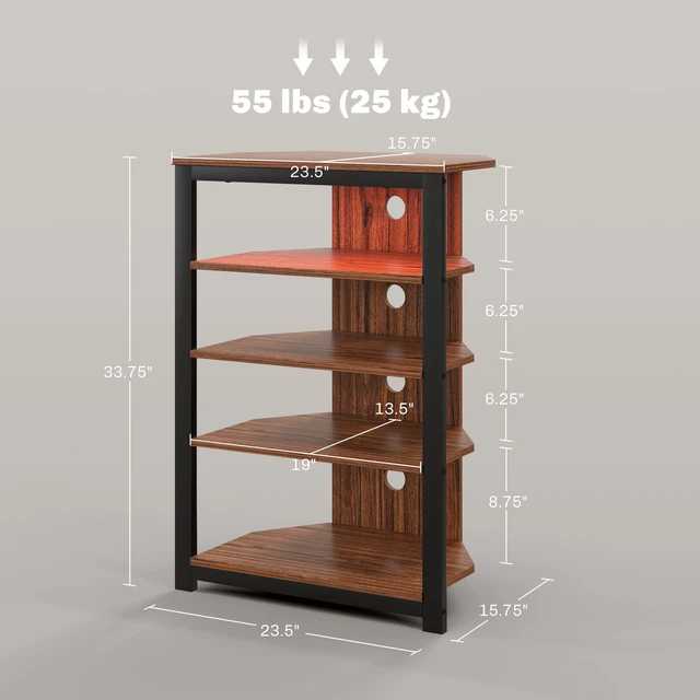 Alt view image 6 of 7 - Media Stand with LED 4 Tier Audio Rack Media Corner Shelf with Cable Management for Dvd Players Game Console TV Box