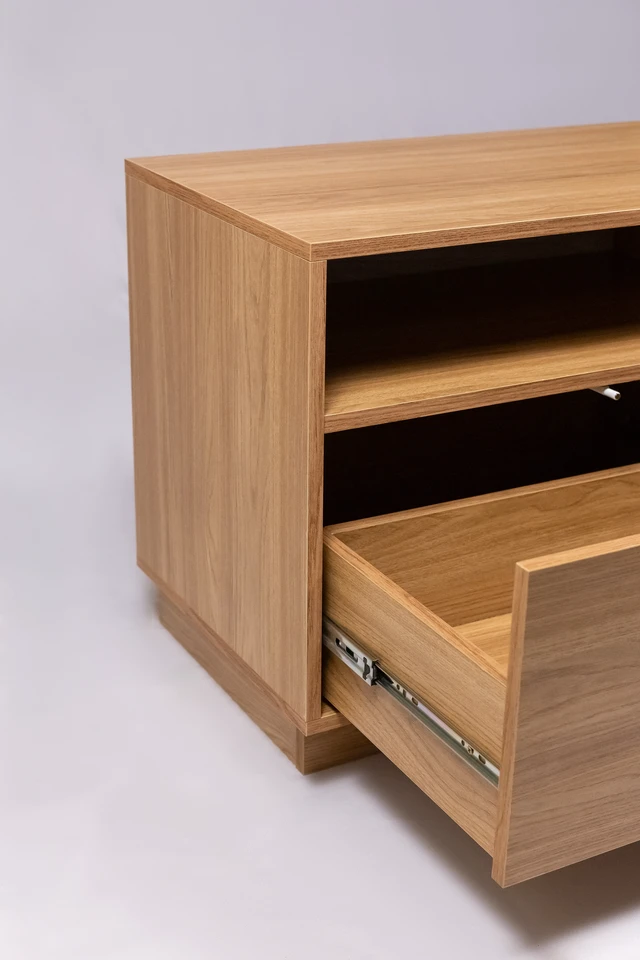 Alt view image 6 of 6 - TV Stand for Tvs 45 Inches, Entertainment Center One Door One Drawer and Open Shelf Hannover, Oak, Melamine, TV