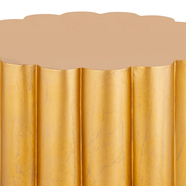 Alt view image 7 of 7 - Scalloped Cylindrical Form Coffee Table Made with Aluminum Sheet, Gold, Aluminium and Iron