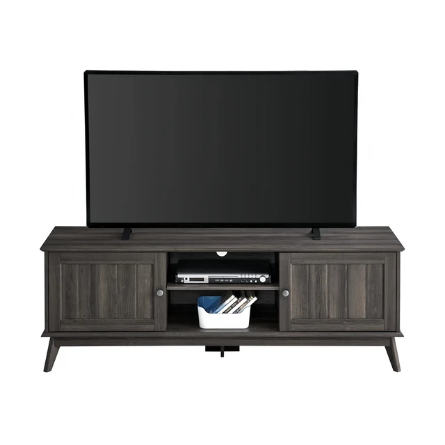 Alt view image 2 of 7 - TV Media Console Stand Entertainment Center, Accent Living Furniture, Smoke, MDF
