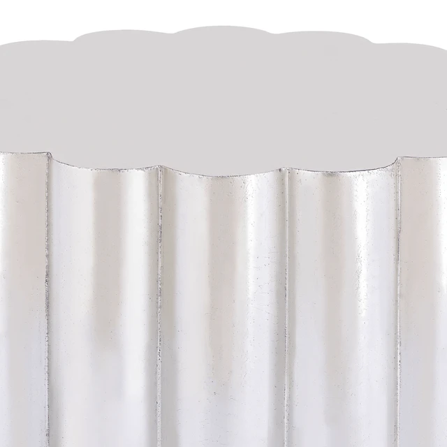 Alt view image 7 of 7 - Scalloped Cylindrical Form Coffee Table Made with Aluminum Sheet, Silver, Aluminium and Iron
