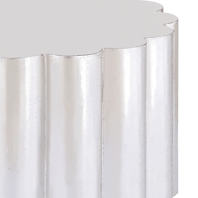 Alt view image 5 of 7 - Scalloped Cylindrical Form Coffee Table Made with Aluminum Sheet, Silver, Aluminium and Iron