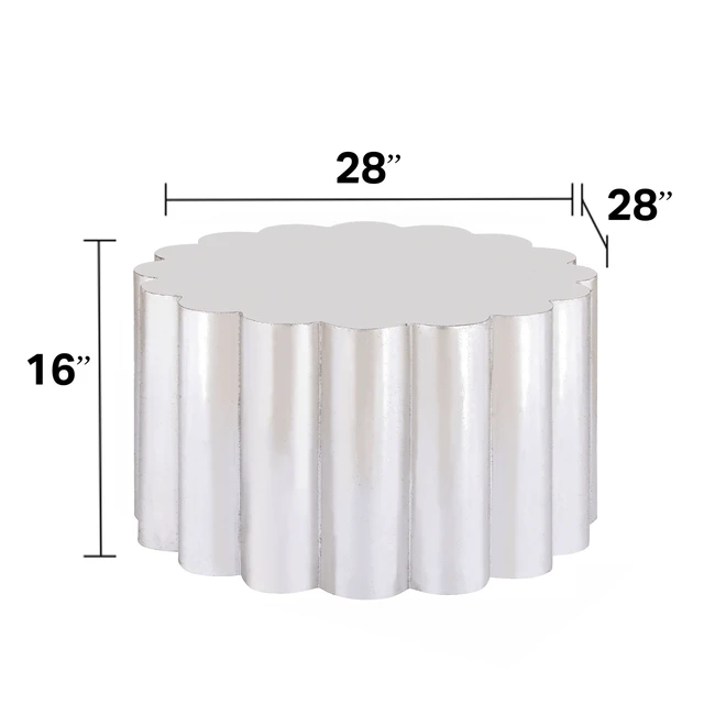 Alt view image 2 of 7 - Scalloped Cylindrical Form Coffee Table Made with Aluminum Sheet, Silver, Aluminium and Iron