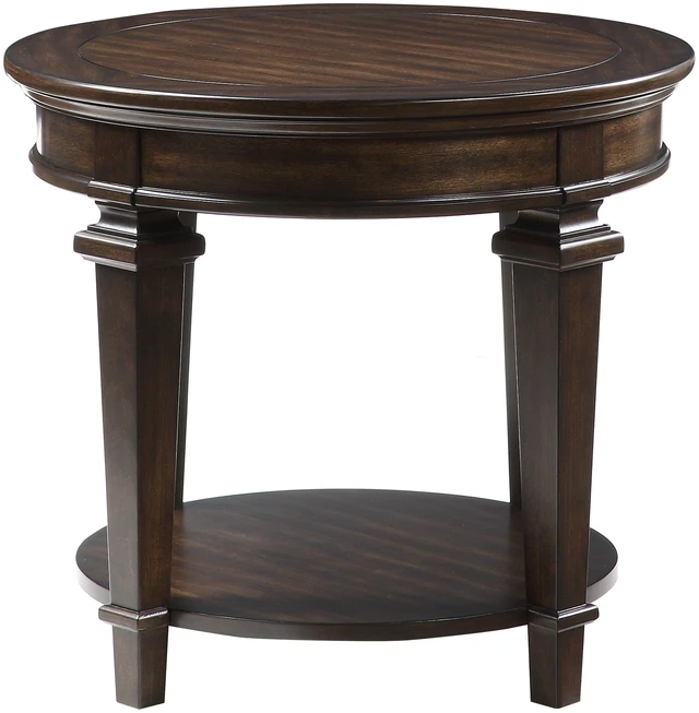 Alt view image 2 of 5 - Design Round End Table Espresso Finish Bottom Shelf Wooden Living Furniture 1 pc Side Table, Wood