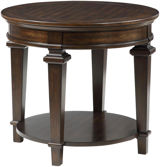 Alt view image 3 of 5 - Design Round End Table Espresso Finish Bottom Shelf Wooden Living Furniture 1 pc Side Table, Wood