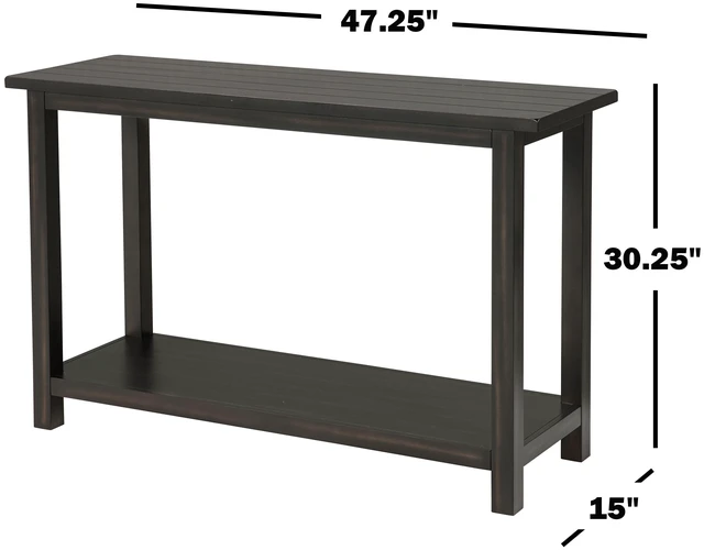 Alt view image 3 of 7 - Entryway Sofa Console Table, Distressed Java, Distressed Black, Engineered Wood and Pine
