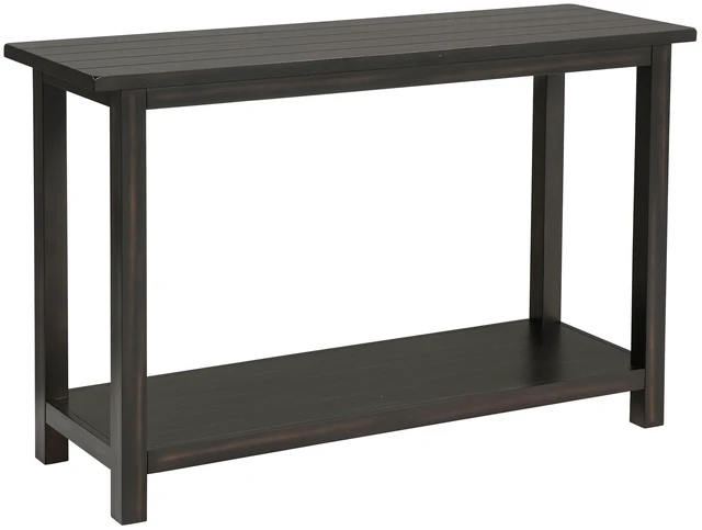 Main image of Entryway Sofa Console Table, Distressed Java, Distressed Black, Engineered Wood and Pine