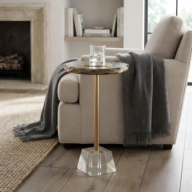 Main image of Anaheim 10 Inch Round Accent Table, Gold, Glass and Metal