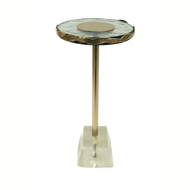 Alt view image 4 of 7 - Anaheim 10 Inch Round Accent Table, Gold, Glass and Metal