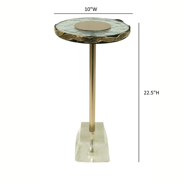 Alt view image 7 of 7 - Anaheim 10 Inch Round Accent Table, Gold, Glass and Metal