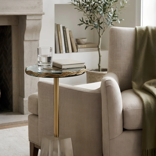 Alt view image 5 of 7 - Anaheim 10 Inch Round Accent Table, Gold, Glass and Metal