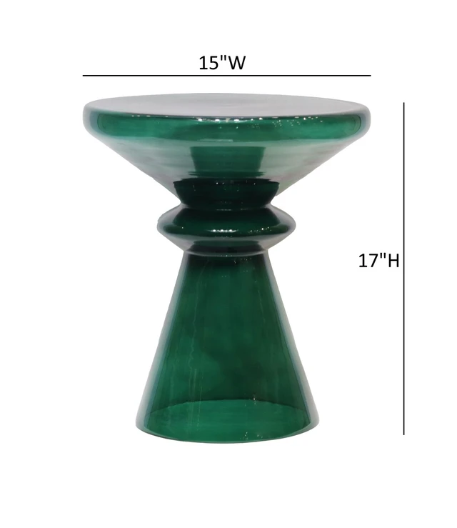 Alt view image 5 of 7 - Aventura 17 Inch Sculptural Blown Glass Accent Table, Green