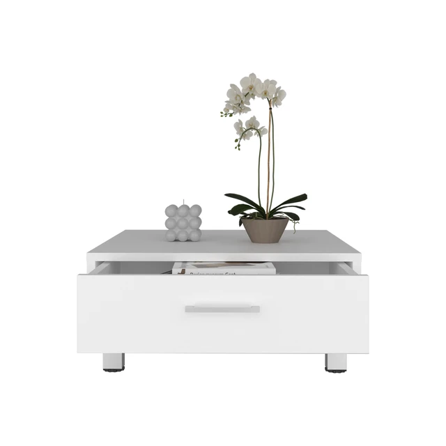 Alt view image 3 of 7 - Athens Coffee Table, One Drawer Four Legs, White, Engineered Wood