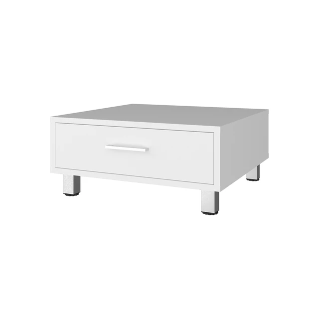 Alt view image 4 of 7 - Athens Coffee Table, One Drawer Four Legs, White, Engineered Wood