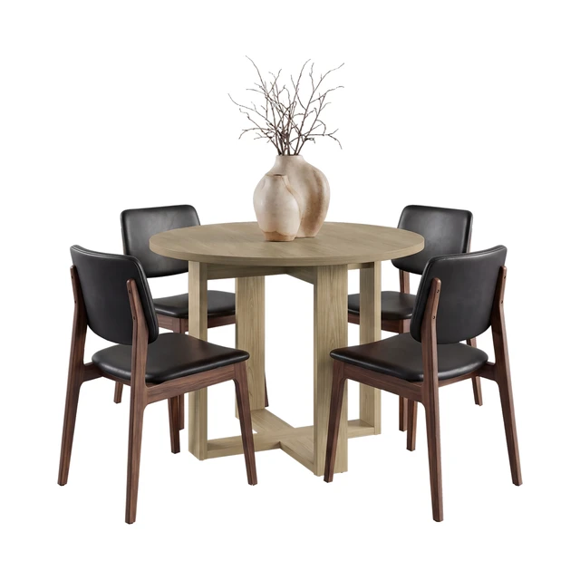 Alt view image 2 of 7 - Hudson Round Dining Table, Kitchen and Dining Table, Natural, Particle Board