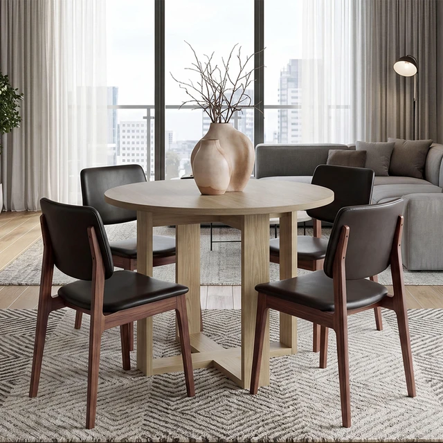 Main image of Hudson Round Dining Table, Kitchen and Dining Table, Natural, Particle Board
