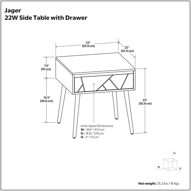 Alt view image 2 of 7 - Spartan Solid Side Table, Brown, Wood and Metal