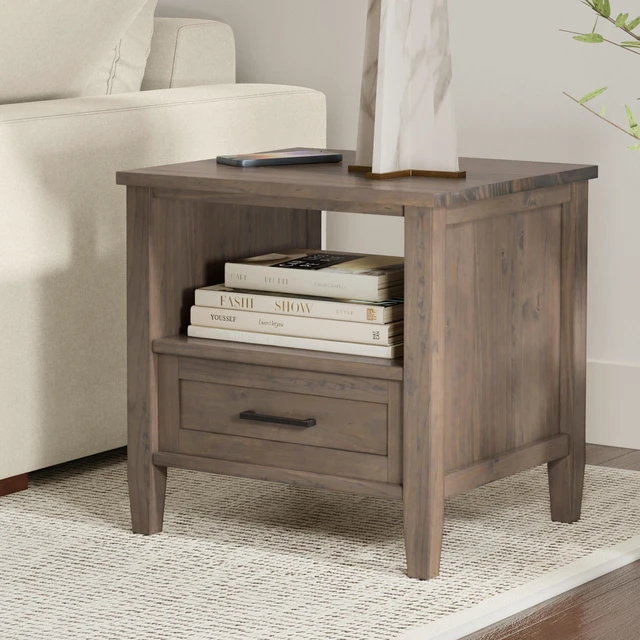 Alt view image 4 of 7 - Adora Solid End Table in Smoky, Brown, Wood