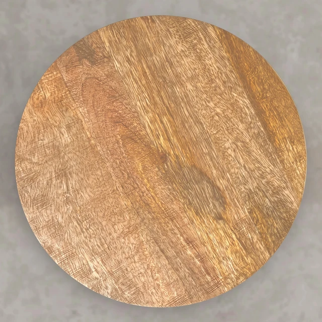 Alt view image 4 of 5 - Round Pedestal Dimple Accent Table, Natural, Solid Wood