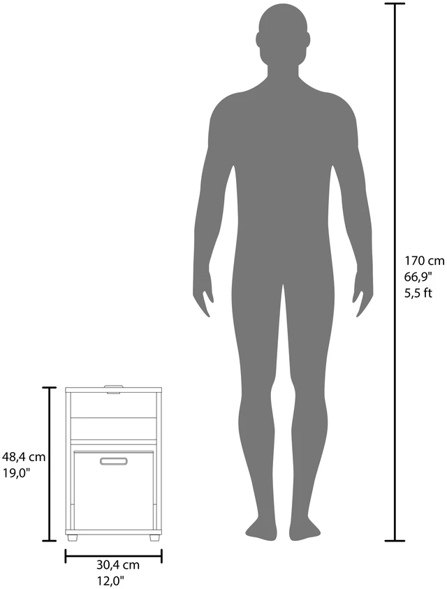Alt view image 5 of 7 - Manufactured Nightstand with Storage Shelf and Fabric Bin, Wenge, Particle Board, Tables