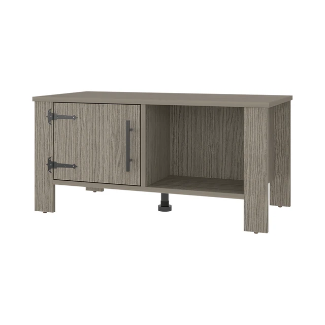 Alt view image 3 of 7 - Oakmont Storage Coffee Table with Cabinets, Rectangular Cocktail Table with Open Shelf for Living, Light Gray, Particle