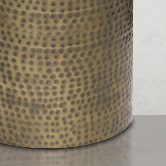 Alt view image 5 of 5 - Birchridge Cylinder Hammered Drum Accent Table, Antique Gold, Metal