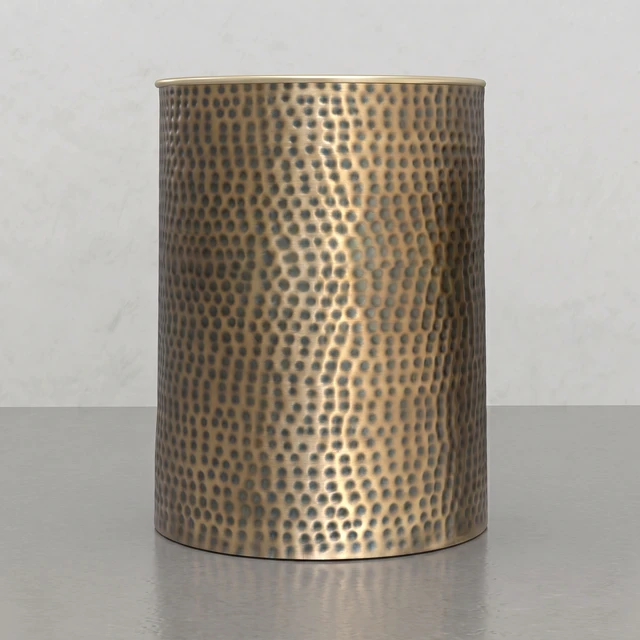 Alt view image 4 of 5 - Birchridge Cylinder Hammered Drum Accent Table, Antique Gold, Metal