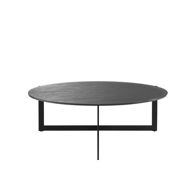 Alt view image 4 of 7 - 40 in Round Gray Coffee Table with Tempered Glass Top, Glass and Metal