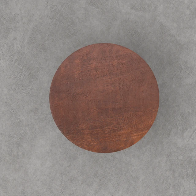 Alt view image 5 of 5 - Round Pedestal Dimple Accent Table, Brown, Solid Wood