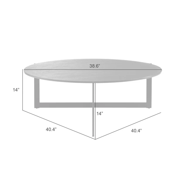 Alt view image 2 of 7 - 40 in Round White Coffee Table with Tempered Glass Top, Multicolor, Glass and Metal