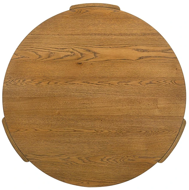 Alt view image 3 of 7 - 1 pc Coffee Table Walnut Finish Round Table Top Plinth Base Living Furniture, Engineered Wood and Rubber Wood