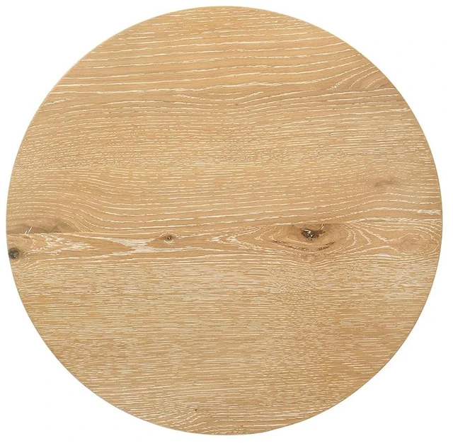Alt view image 2 of 6 - 1 pc End Table Round Top Pedestal Base Cutout Oak Finish Living Furniture, Engineered Wood and Rubber Wood