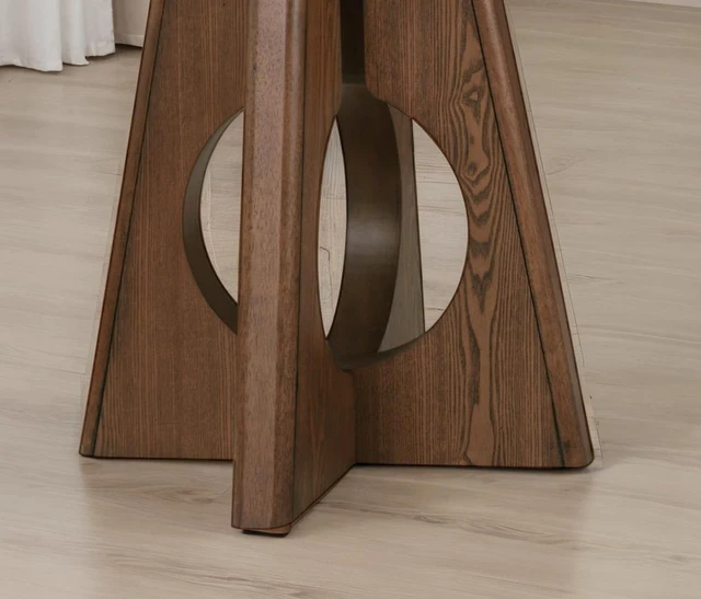Alt view image 4 of 6 - 1 pc End Table Marble Top Pedestal Base Cutoff and Oak Finish Living Furniture, Brown Oak White, Engineered Wood