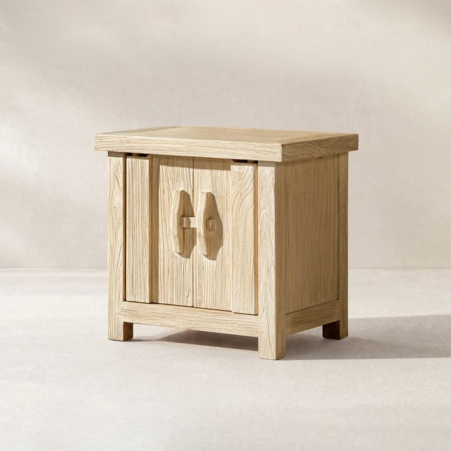 Alt view image 3 of 7 - 26 Inch Reclaimed Elm 2 Door Cabinet, Light Natural Brown, Tables