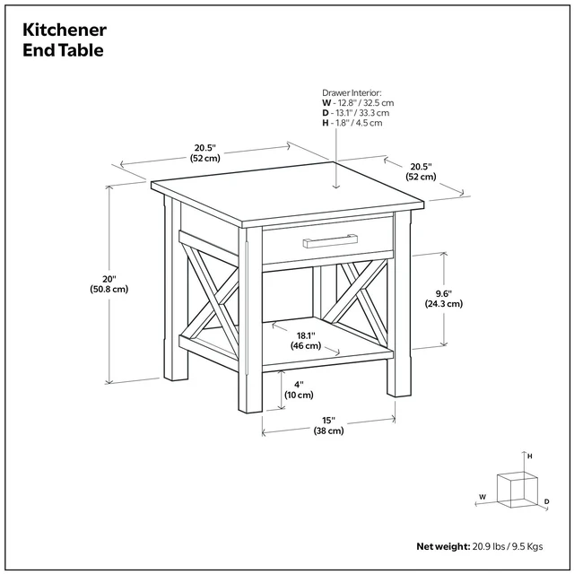 Alt view image 5 of 7 - 21 Inch Wide Solid End Table, Brown, Wood