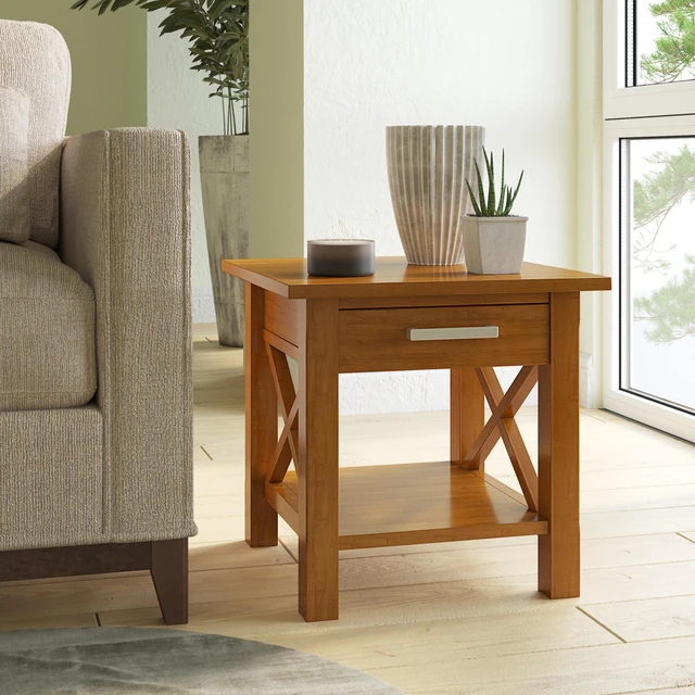 Alt view image 2 of 7 - 21 Inch Wide Solid End Table, Brown, Wood