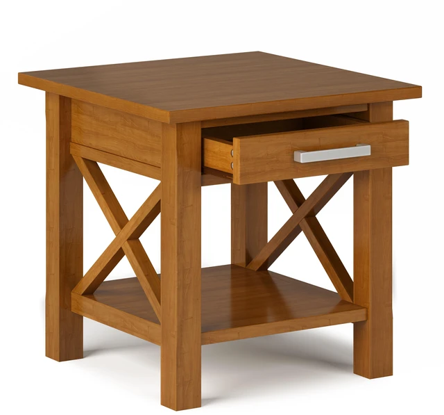 Alt view image 3 of 7 - 21 Inch Wide Solid End Table, Brown, Wood