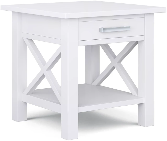 Main image of 21 Inch Wide Solid End Table, White, Wood