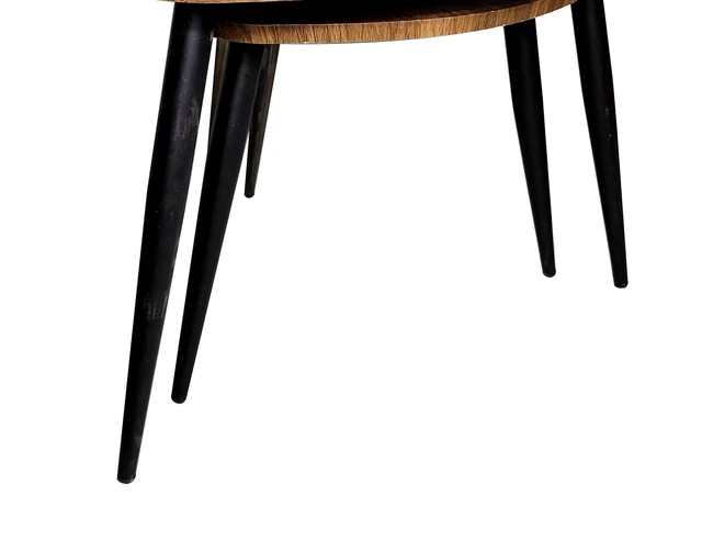 Alt view image 6 of 6 - Nesting Tables 2 pc Set Metal and Solid with Space Saving Design, Natural Black, Metal and Solid Wood