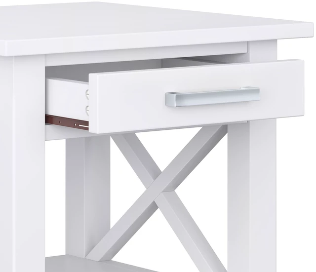 Alt view image 4 of 7 - 21 Inch Wide Solid End Table, White, Wood