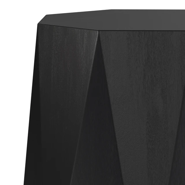 Alt view image 4 of 7 - Jared 15 Inch Wide Solid Octagon Geometric Accent Table, Black, Wood