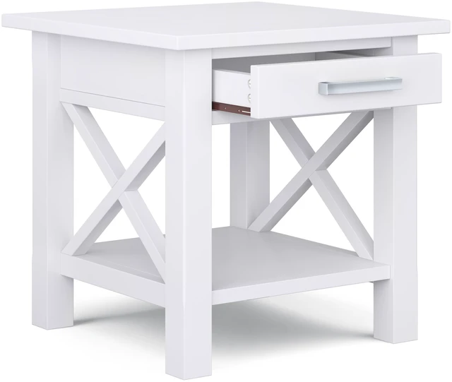 Alt view image 6 of 7 - 21 Inch Wide Solid End Table, White, Wood