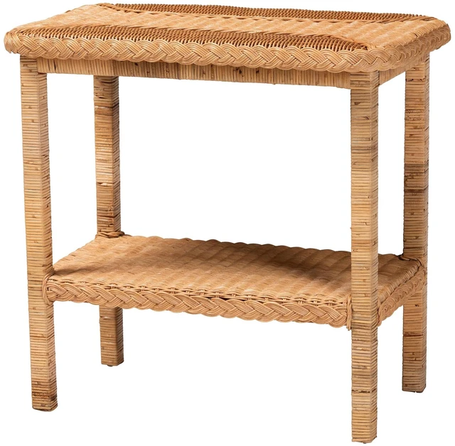 Main image of Bohemian Honey Braided Rattan Side Table, Wood and Rattan