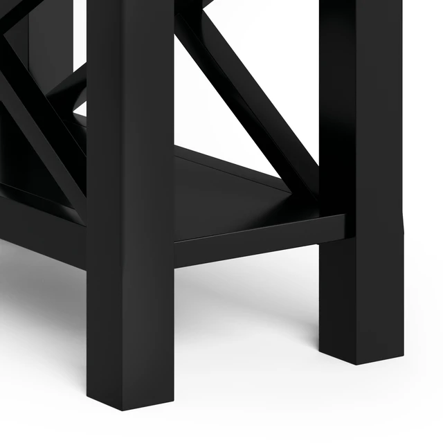 Alt view image 3 of 7 - 14 Inch Wide Solid Narrow Side Table, Black, Pine