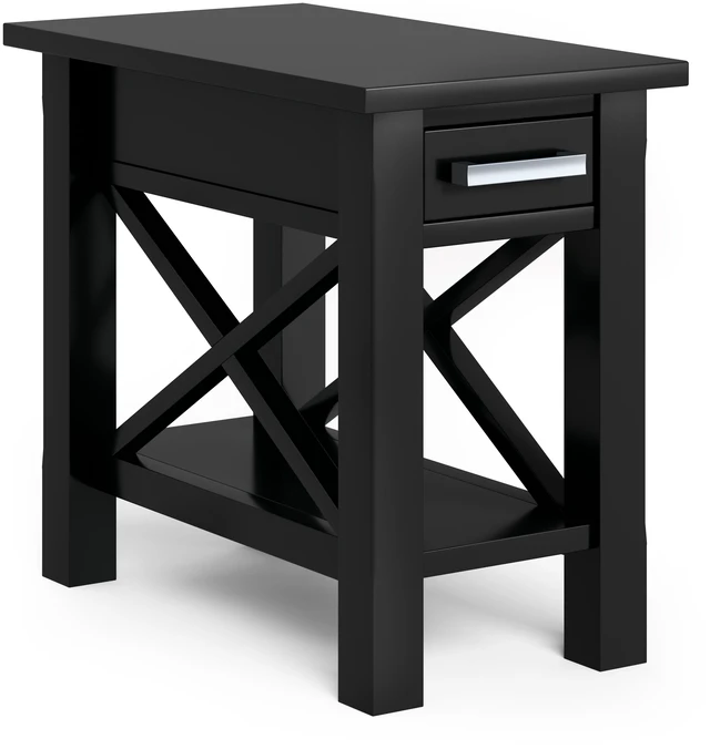 Main image of 14 Inch Wide Solid Narrow Side Table, Black, Pine