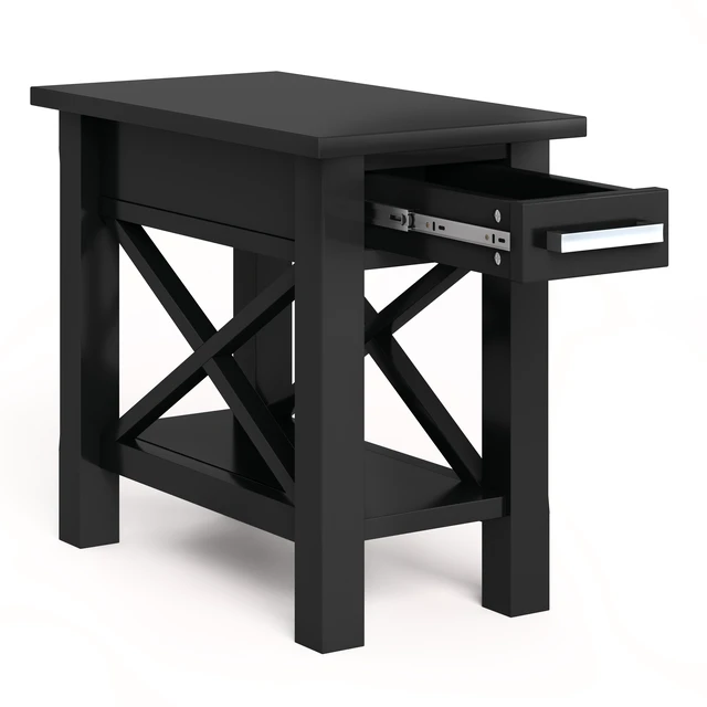 Alt view image 6 of 7 - 14 Inch Wide Solid Narrow Side Table, Black, Pine