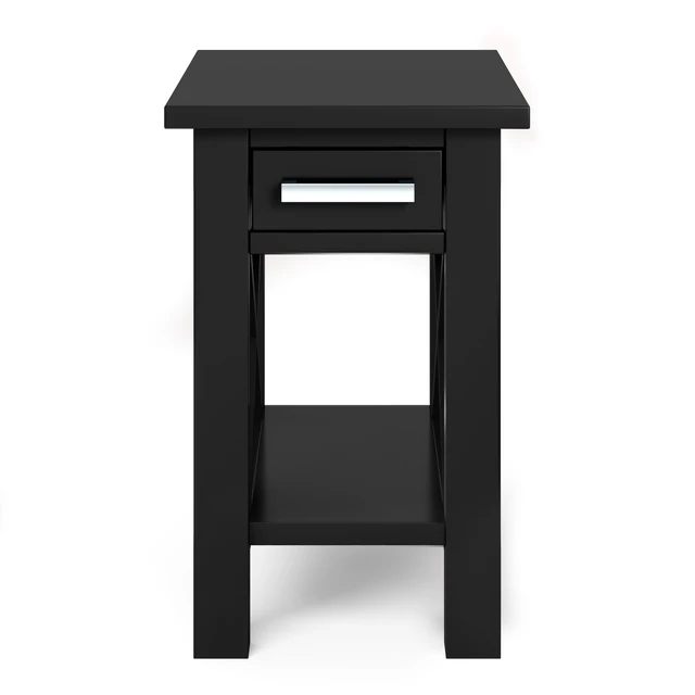Alt view image 5 of 7 - 14 Inch Wide Solid Narrow Side Table, Black, Pine